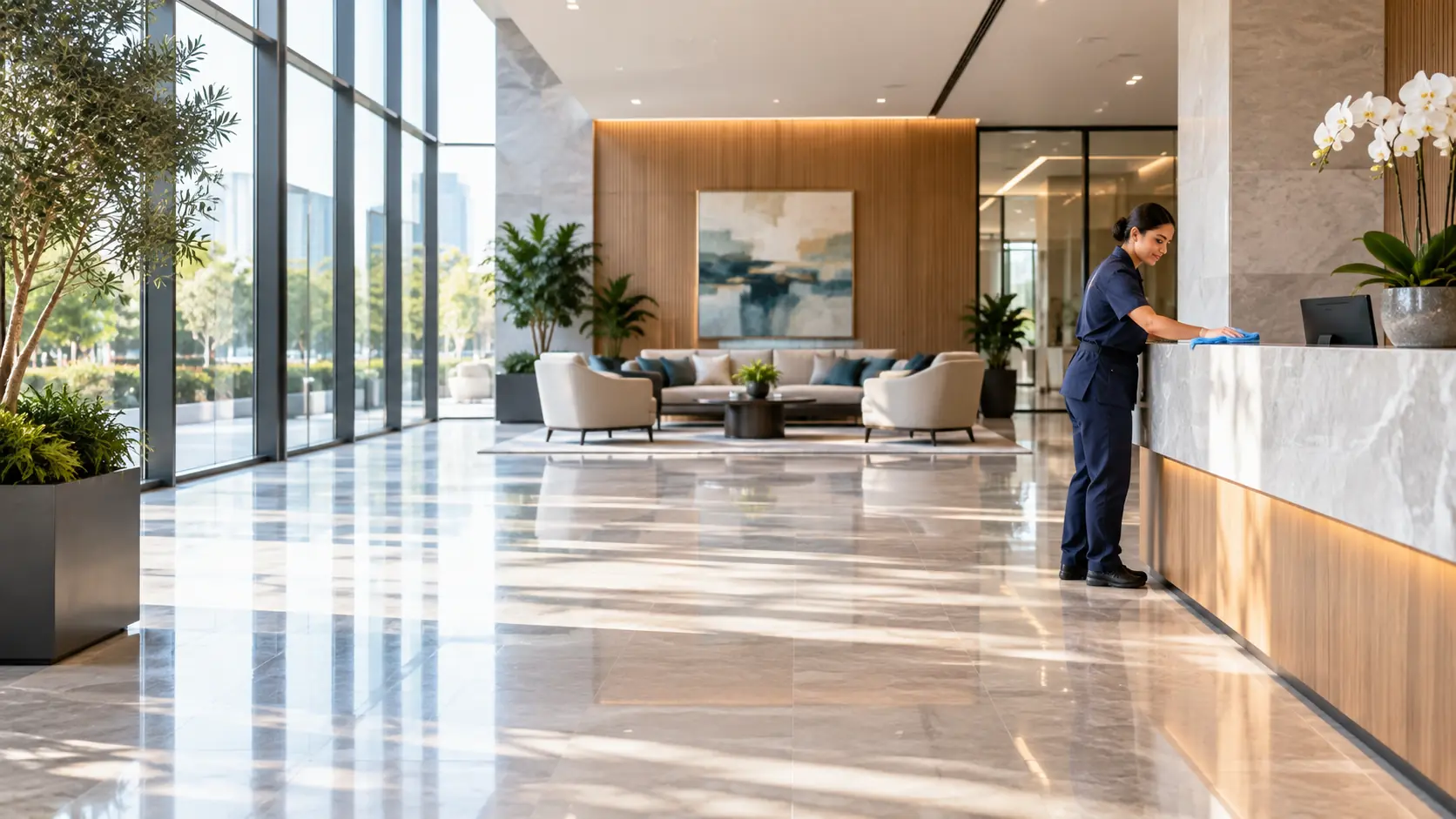 A pristine modern commercial facility prepared for business